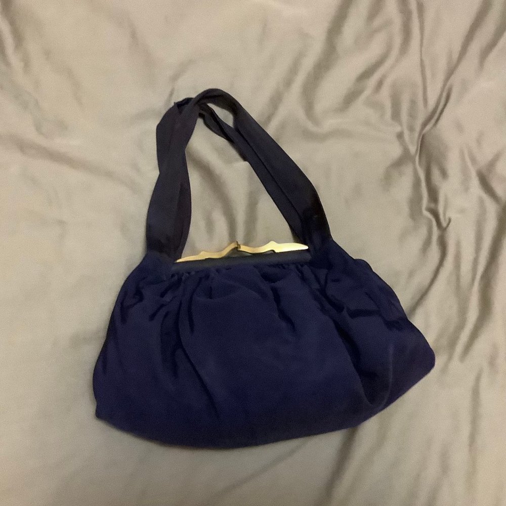 Vintage Navy Faille Evening Purse